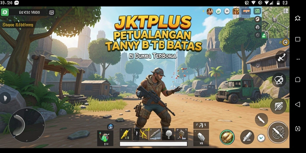 Screenshot gameplay JKTPLUS menampilkan dunia terbuka yang luas dan interaksi pemain.