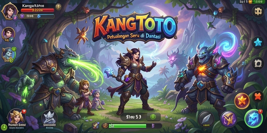 Tampilan gameplay KANGTOTO: menjelajahi dunia petualangan yang menakjubkan.