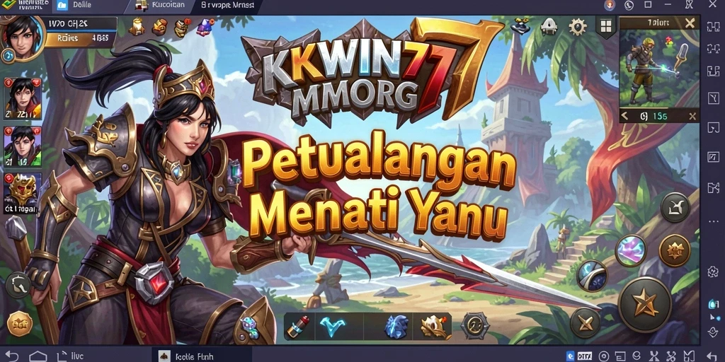 Screenshot KKWIN777 menampilkan aksi pertempuran seru di dunia MMORPG.