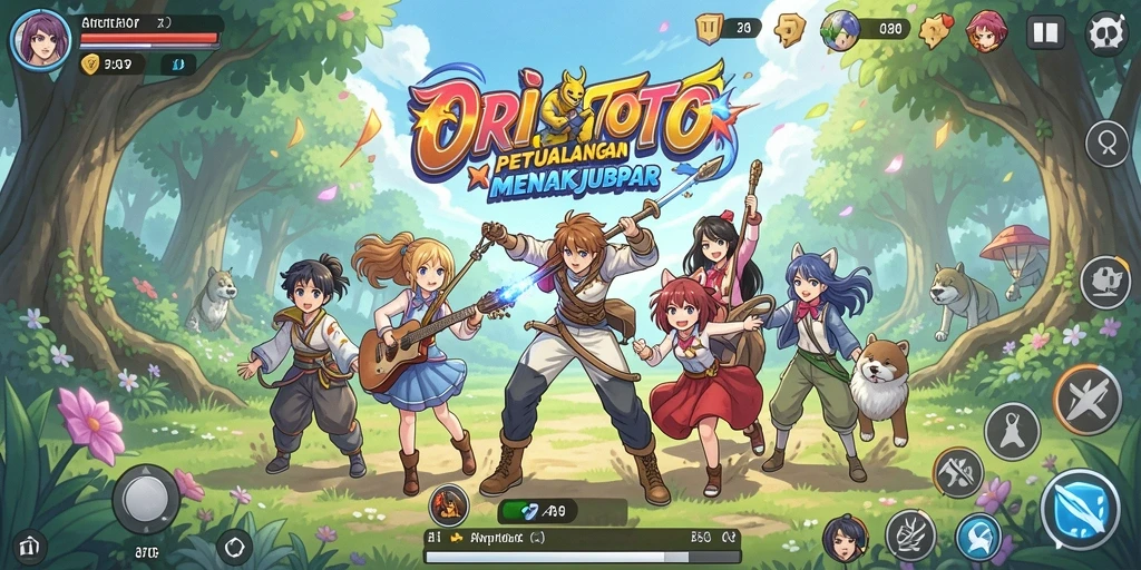 Tampilan gameplay yang mengasyikkan dalam ORISTOTO dengan karakter anime.
