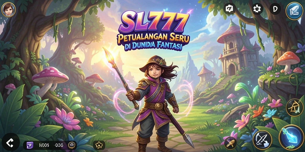 Tangkapan layar SL777 menampilkan karakter menjelajahi dunia fantasi.