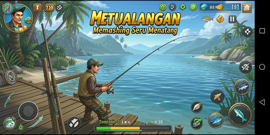 Tampilan gameplay <strong>WAR138</strong> yang menarik saat memancing ikan besar.